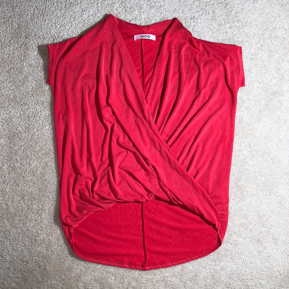 MOD Red Front Wrap Waxy Top.